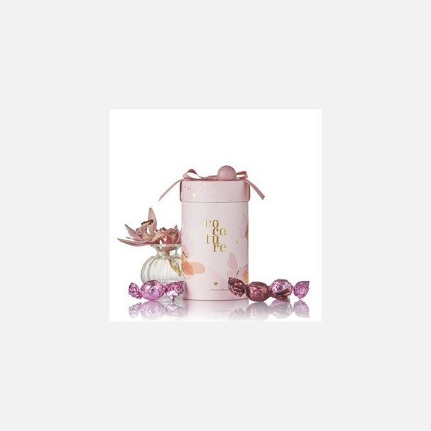 Cocoture - 250g Cocoture fyldte chokoladekugler i lyser�dt Cocoture gaver�r med blomster &amp; sl�jfe