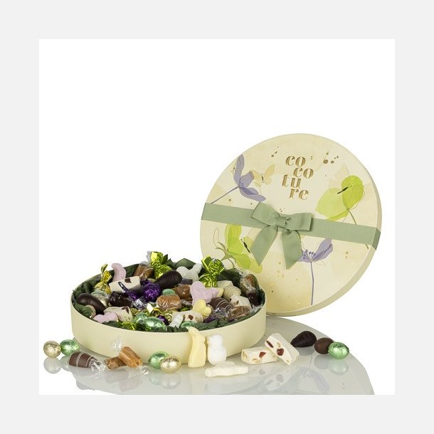 Cocoture - 480g mix kugler, p�skeskum, folie�g, fr. nougat, karameller, marci�g i Coco Gr�n blomster�ske