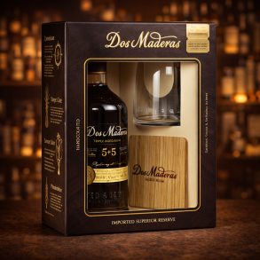 Dos Maderas 5+5 Tripled Aged Rum + 1 glas og Coaster - Gave�ske - 40% alc., 70cl