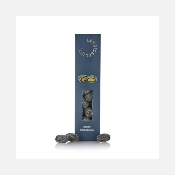 Lakridseriet - 170g Milan, salmiak lakrids I bl� design �ske fra Lakridseriet