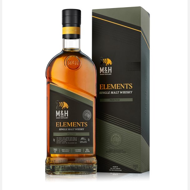 M&H Elements Peated Cask Single Malt Whisky 46% 70cl