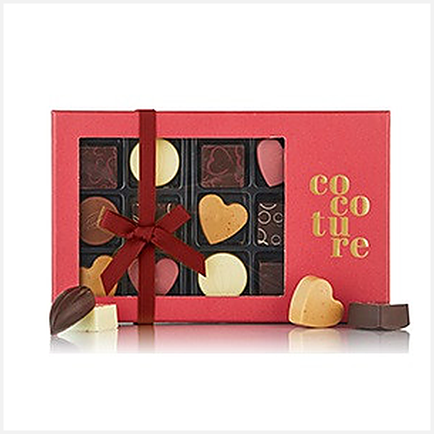 126g 14stk fyldte chokolader og konfektstykker i R�d cocoture �ske