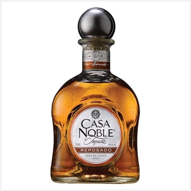 Casa Noble Reposado Tequila 100% Agave 40% alc. 70 cl. i trske med 2 glas