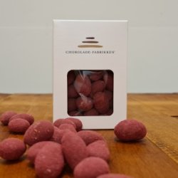 Dragerede Mandler med lys chokolade og hindbr