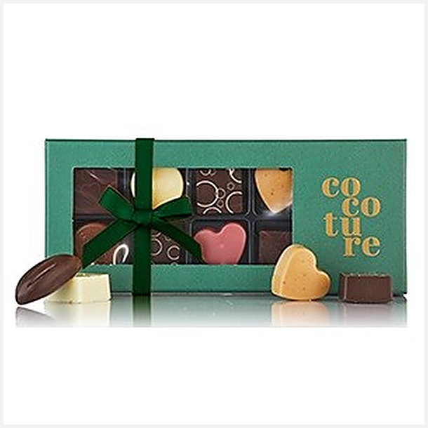 81g 9stk fyldte chokolader og konfektstykker i Gr�n cocoture �ske