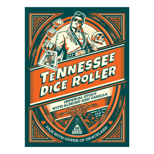Mad Scientist Tennesse Dice Roller Imperial Risalamande Pastry Stout 12,5% alc. 33 cl. inkl. pant