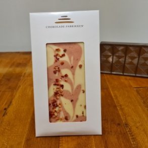 Chokoladeplade med hvid chokolade og jordb�r