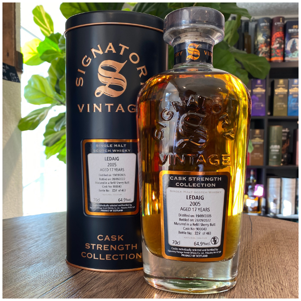 Signatory Cask Strength Collection Ledaig 2005 Refill Oloroso Sherry Butt 64,9% alc. 70 cl.